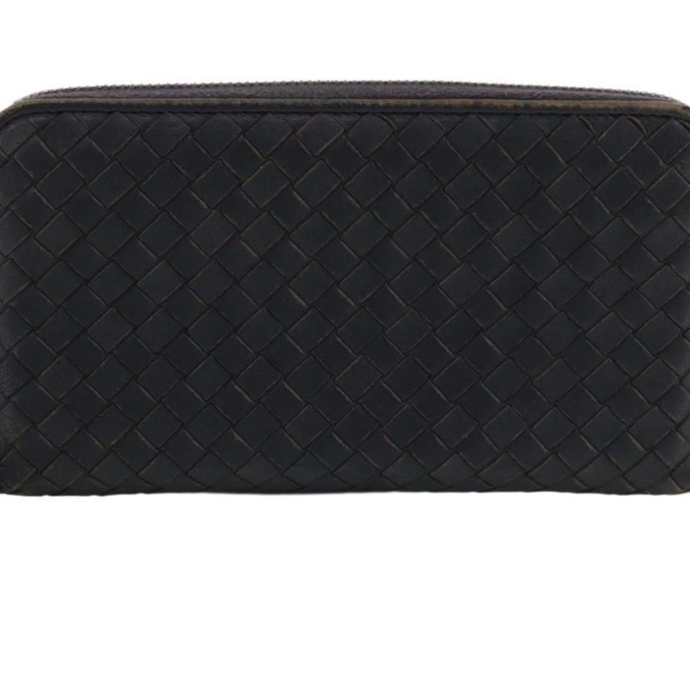Bottega Veneta Black/Dark Gray Intrecciato Zippy Wallet Elegant